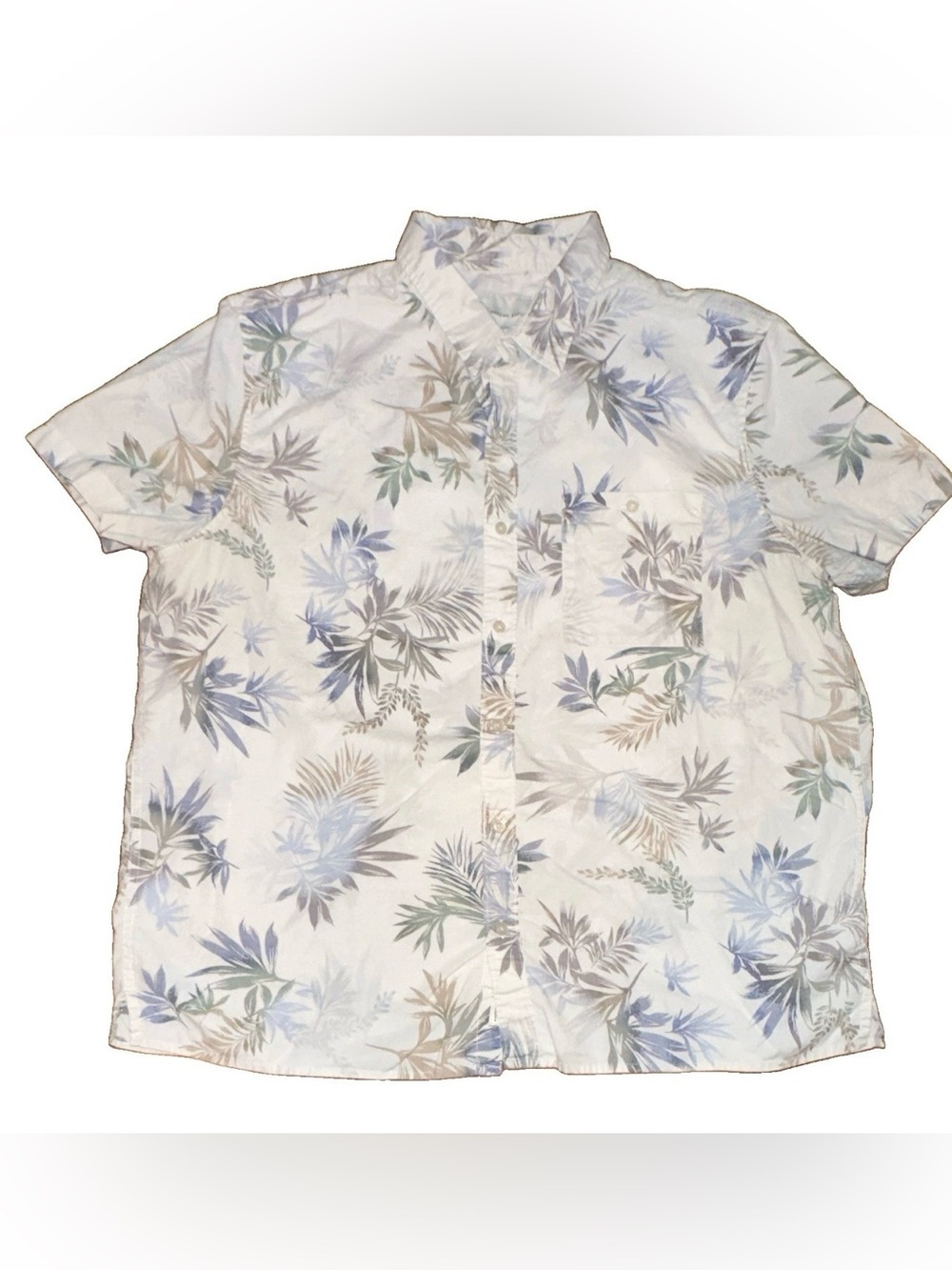 American Eagle Flex Men's XXL White Tropical Floral Woven Stretch Button Up